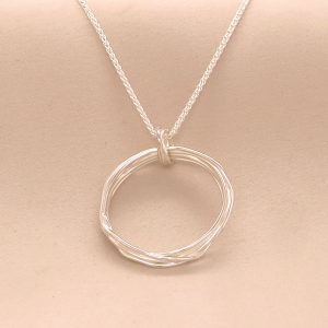 Contours continual round wire wrap pendant