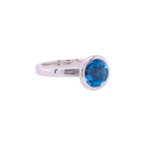 Topaz tapered bezel set silver ring